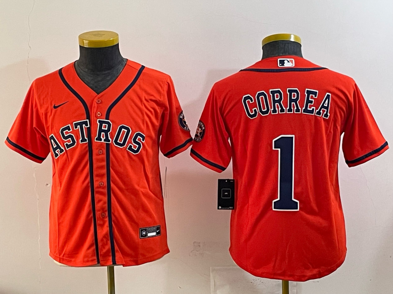 Women Houston Astros #1 Correa orange 2025 Nike MLB Jersey 0010->women mlb jersey->Women Jersey